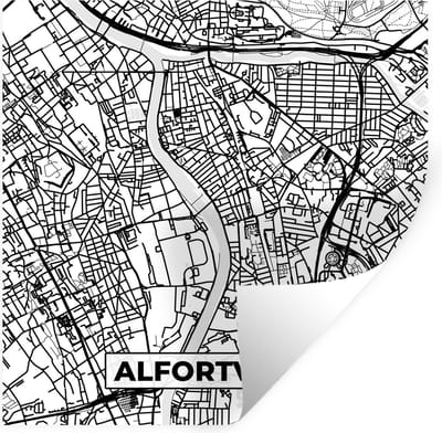 Muurstickers - Sticker Folie - Stadskaart - Plattegrond - Kaart - Alfortville - Frankrijk - Zwart wit - 100x100 cm - Plakfolie - Muurstickers Kinderkamer - Zelfklevend Behang XXL - Zelfklevend behangpapier - Stickerfolie