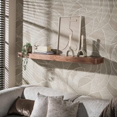 PS-Collection Wandplank Acaciahout Bruin Carve - 150 cm - wandplank, wandrek industrieel, wandrek metaal zwart, wandrek rond, wandrekken, wandplank zwevend, wandplank hout