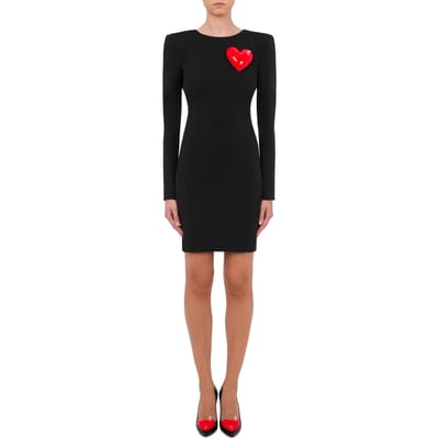 Moschino Inflatable Heart Double Jersey Dress Black Maat: 40 | Mini Jurken Outlet | Dames | Zwart