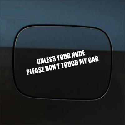 Bumpersticker - Unless Your Nude - 3,5 X 18,5 - Wit