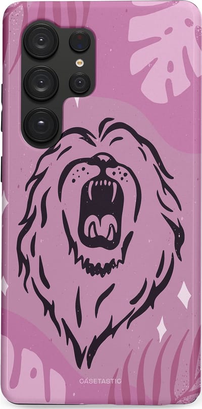 Casetastic hoesje geschikt voor Samsung Galaxy S25 Ultra - Dubbellaagse bescherming - Trots en vurig - Fashion Case - Lila Lichtroze Donkergrijs