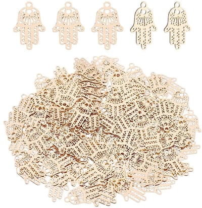 Dailygoods- Hamsa Hand Bedel 100 Stuks - Vintage Charm - DIY Sieraden Maken - Lichtgouden Bedels - Connector voor Armband - 9 mm Grootte