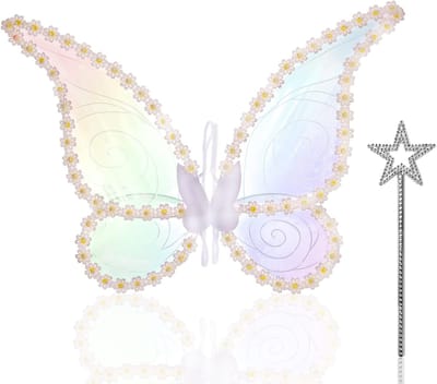 Grote Vlinder Fairy Wings voor Volwassenen en Kinderen met Toverstaf - Ideaal voor Feestelijke Kostuums en Themafeesten