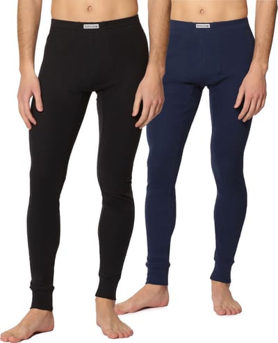 Timone Heren Thermobroek - Sport - Sporbroek - Lang - Katoen - TI-TI30-127 - 2-pack Zwart/Marineblauw - S