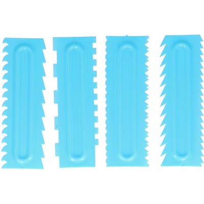 4 STUKS Taartschraper Taartdecoratie Kam Icing Gladstrijker Crème Schraper Fondant Icing Gereedschap blue