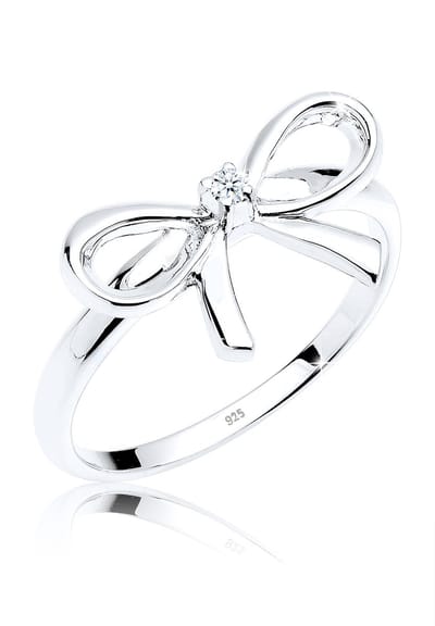 Elli PREMIUM - Ring - Dames strik trend met diamant (0,015 ct.) in 925 sterling zilver - Dames