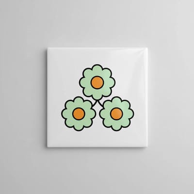 Minimalistische Bloementrio Tegel – Elegante 15×15 cm Keramische Botanische Wanddecoratie Cadeau