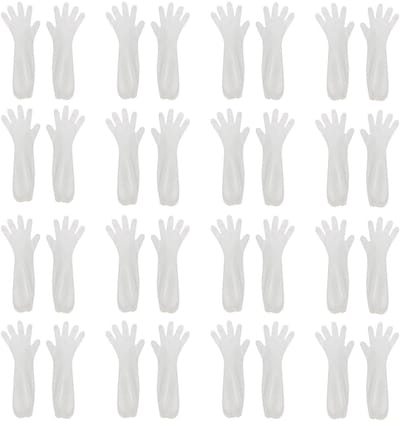 Dailygoods- Wegwerphandschoenen met lange mouwen - Transparante wegwerphandschoenen - Duurzaam kunststof - 20 stuks - Zacht en elastisch - Voor optimale comfort - Dierenhandschoenen