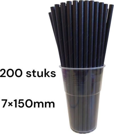 100 stucks Papieren rietjes, biologisch afbreekbaar, herbruikbaar, cocktail rietjes, 150x7mm, Zwart papier, geschikt voor feestjes, bruiloften en gelegenheden, feestrietjes