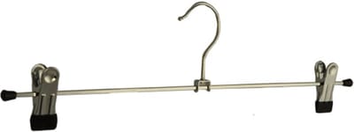 De Kledinghanger Gigant - Knijperhanger - Volwassenen - 8872 - 50 Stuks - metaal - Verchroomd - Zwart - Verschuifbare Anti-slip knijpers - 40 cm - Rokhanger - Broekhanger - Pantalonhanger - Kledinghanger - Kleerhanger (8872_00/50)