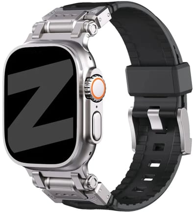 Bandz TPU Armor bandje geschikt voor Apple Watch 1/2/3/4/5/6/7/8/9/10/11/SE/SE2/SE3/Ultra (2/3) - Maat: 44/45/46/49mm - Zwart