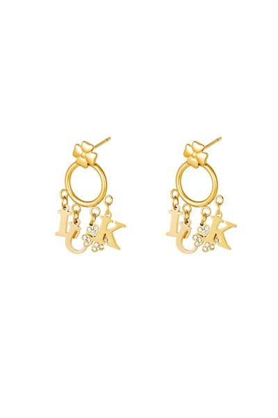 Edelstalen - oorbel - Luck - Goud - Stainless Steel - Yehwang
