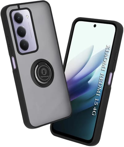 Hoesje geschikt voor Xiaomi Redmi 15 - Techsuit Glinth Back Cover met ring en magneet - Zwart