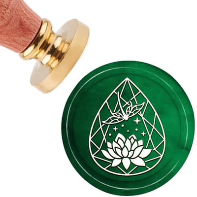 EGoods - Lotus Wax Seal Stempel met Verwijderbare Messing Hoofd en Houten Handvat - Verjaardag Uitnodigingen Gift Scrapbooking