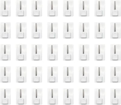 Solidchoice - DALAETUS 40 stuks gordijnhaken set, duurzame en solide zelfklevende gordijnhaken voor net gordijnroeden, kleverige haak voor gordijnrails (wit)