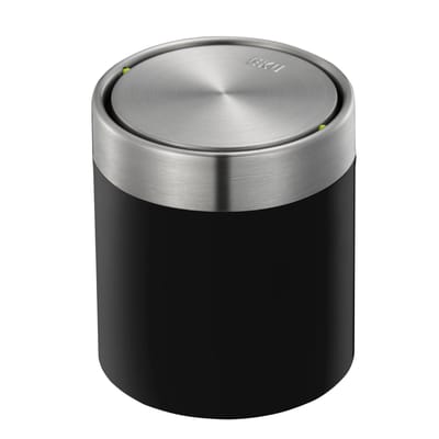 EKO - Fandy Tafelafvalbak 1,5 liter - Steel Stainless steel - mat RVS, zwart - Prullenbak