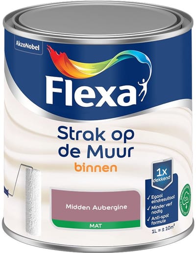 Flexa - Strak Op De Muur Binnen Mat - Midden Aubergine - Mengverf - 1 L
