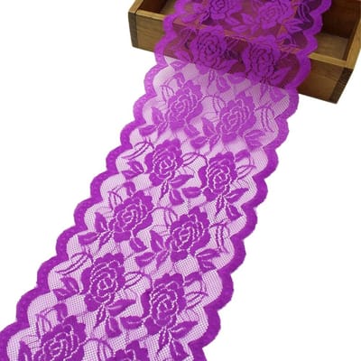Dailygoody - Decoratieve Lint - Elastische Kant - Roze Bloemenpatroon - Voor DIY Creaties - Kleurige Kant - Perfect voor Creatieve Projecten - 15cm Breed