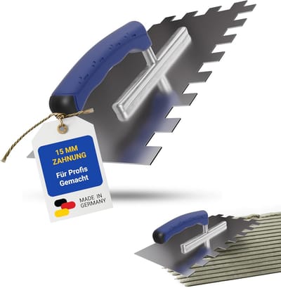 Softgrip Tandspaan 15 mm - Roestvrij Staal Tegeltroffel met Ergonomische Grip voor Professioneel Tegelwerk