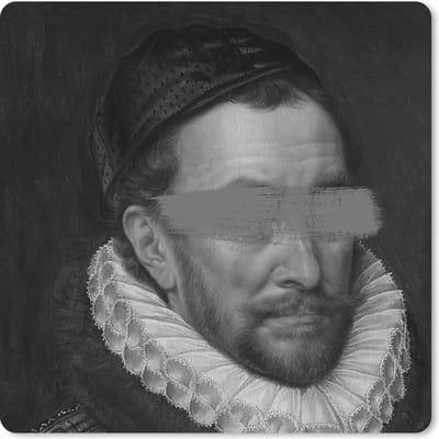 Muismat 20x20 cm - Mousepad Portret van Willem I - Adriaen Thomasz - Zwart - Wit - Muismatten