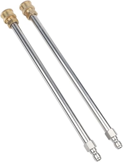 Hogedrukreiniger accessoire staaf 2 stuks roestvrij staal voor elektrische reinigingssystemen met Quick Connect messing fittingen (2 stuks 32,5 cm)