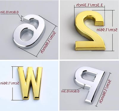 Allecto Plus - Huisnummers 2 Inch Goud Zelfklevende Sticker - Tuin Deur Brievenbus Decoratie Nummer Zichtbaarheid - Letters A tot Z