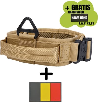 Always Prepared® Combi-Deal – Hondenhalsband + Belgische Vlag Patch – One Size – Stevig, Verstelbaar & Uniek – Voor Middelgrote en Grote Honden