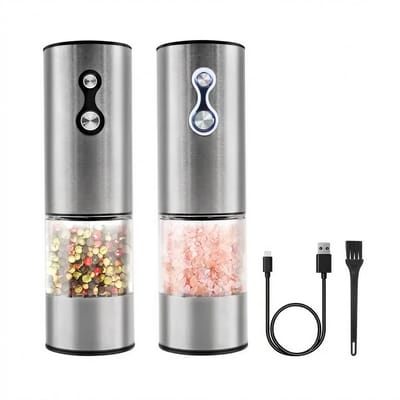 Sercano Elektrische Peper en Zoutmolen Set – 2 Stuks – Keramisch Maalwerk – 7 Maalstanden – 85ml – LED Licht – USB-C Oplaadbaar – 500mAh – Cadeau Idee