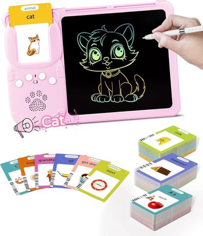 IBETTERTEC - Leer speelgoed - Spreekkaartjes - Duits leer speelgoed - 510 woorden - Duits en Engels leren voor kinderen - 2-in-1 leer speelgoed lezen en schrijven - Montessori speelgoed - LCD schrijftablet - Geschenk