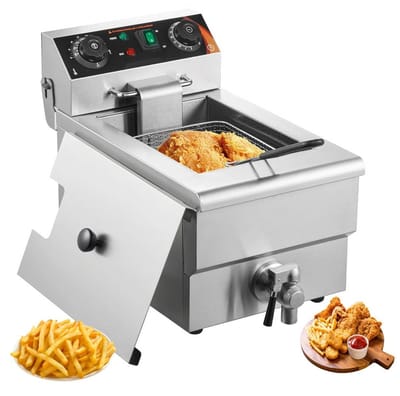 Damenzo - Friteuse - Frituurpan - Keuken - Keukengerei - Koken - Temperatuur- en tijdcontrole - Olietank 9 L - RVS