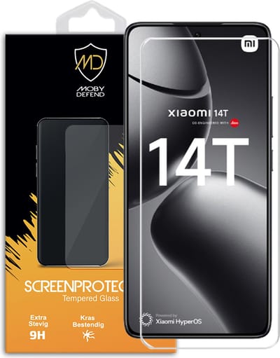 MobyDefend Screenprotector - Geschikt voor Xiaomi 14T - Case-Friendly Screensaver - Gehard Glas