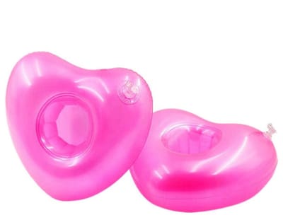Bekerhouder - Drijvende drankjeshouder - Zwembad - Hartje - Drink holder - Cup float - Opblaasbaar - Bad - Roze - 22 Cm - 1 stuk - Jonyx