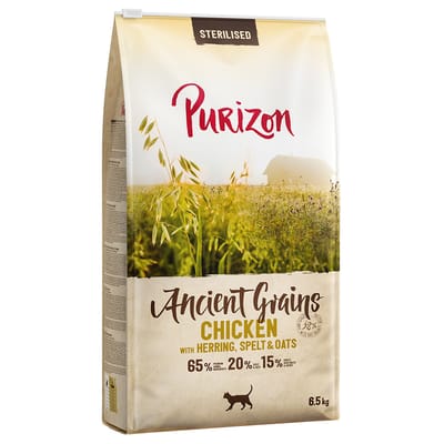 2x6,5 kg Purizon Adult Sterilised Ancient Grain Kip met Vis Katten Droogvoer