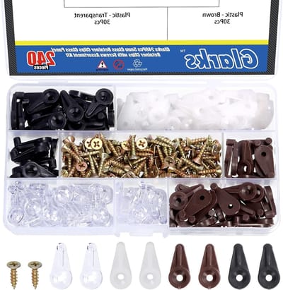 240 Stuks 5mm Glazen Retainer Clips in 4 Kleuren met Schroeven - Voor Bevestigen van Glas, Spiegels en Kastdeuren