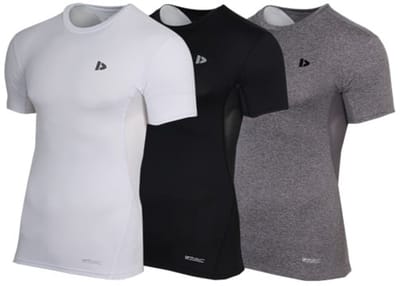 3-Pack Donnay - Baselayer Shortsleeve - Thermo/Sportshirt - Heren - White/Black/Charcoal-marl (401) - maat S
