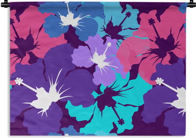 Wandkleed - Wanddoek - Tropisch - Bloemen - Hawaii - Patroon - 60x45 cm - Wandtapijt