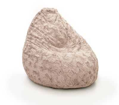Drop & Sit - compacte zitzak - stijlvolle bontlook (faux) - roze - 180L - ultiem comfort met uitneembare binnenzak