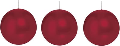 Trend Candles Bolkaars glad - 3x - bordeaux rood - 8 cm - 25 branduren - ronde kaarsen
