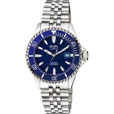 Gevril Men's Chambre Automatic Stainless Steel Bracelet Blue 42601 Heren Horloge
