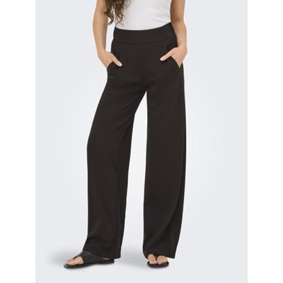 Jacqueline de Yong bruine dames broek   Wide leg fit   Paspelzakken   Elastische boord   Regular waist Bruin M/32