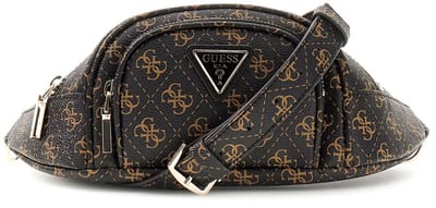 GUESS gordeltas schoudertas Latona Belt Bag Brown Logo / Black veelkleurig