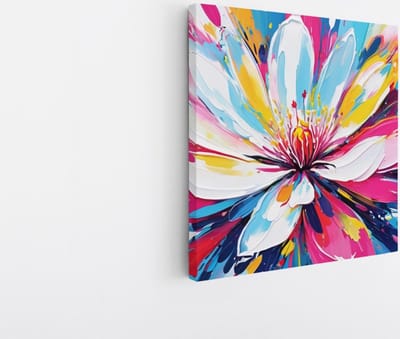 Saammp Canvas Schilderij - Explosie van kleuren - Bloemen - Abstract - 20x20 - Foto op canvas - Wanddecoratie - Muurdecoratie Woonkamer - Kantoor Decoratie