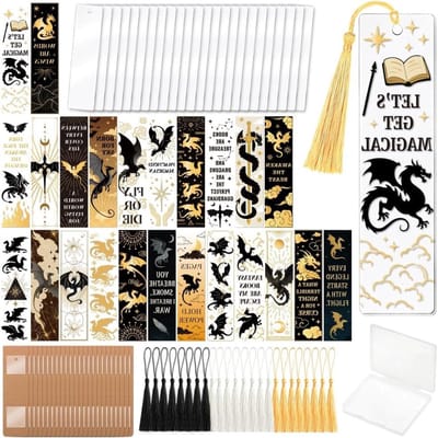 121-delige Dragon UV DTF Boekenlegger Maakset van Acryl voor Volwassenen en Kinderen, DIY Persoonlijke en Schattige Boekenleggers met Stickers voor Studenten en Leraren
