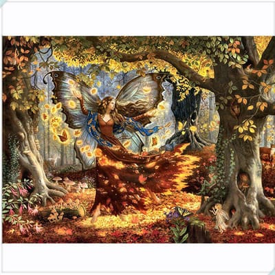 Diamant broderie 5D bricolage plein diamant peinture dessin animé forêt fée point de croix 20X30CM beige
