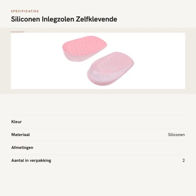 Dailygoods- Inlegzolen Hoogte Verhogen - Siliconen Zelfklevende Inlegzolen - Orthopedische Steunzolen - Hielkussens - 2.5cm Hoogte - Roze