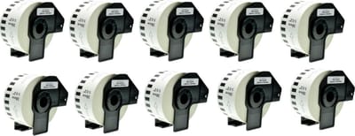 Label Tape Geschikt voor Brother DK-22225 | 38 mm x 30,48 m | Zwart op wit - 10 stuks - Geschikt voor: QL-500 QL-550 QL-560 QL-570 QL-580N QL-650TD QL-1050N QL-1060N QL-700 QL-710W QL-720NW QL-800 QL-810W QL-820NW TD-2130N QL-600 QL-1100 QL-1110
