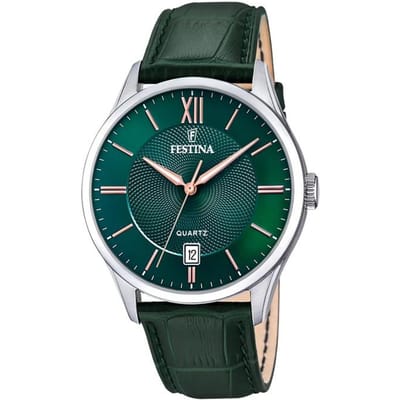 Montre Homme Festina Classics Bracelet Cuir Cadran Vert Quartz F20426-7 vert