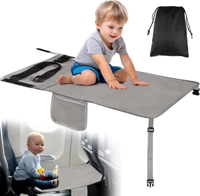 Zitverlenging voor Kinderen tijdens Vliegen, Auto's en Treinen - Draagbare en Comfortabele Oplossing voor Reizen met Baby's en Peuters (Grijs)