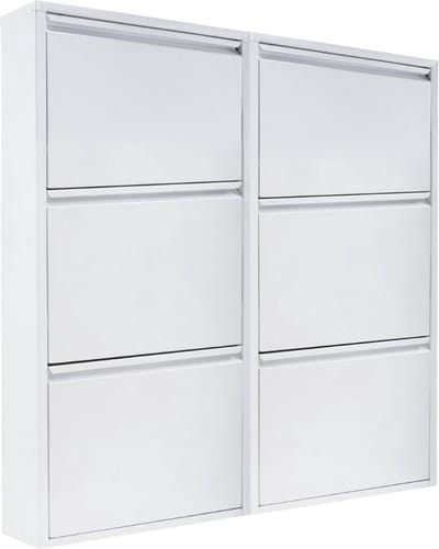 Naturn Living Metalen schoenenkast 6 - deurs - set van 2 | 108 x 103 x 17 cm | Functionele en compacte schoenenkast voor het stijlvol opbergen van jouw schoenen verzameling | Schoenenrek | Mat wit