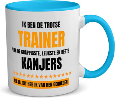 Akyol - trotse trainer koffiemok - theemok - blauw - Trainer - een trainer - sport - verjaardagscadeau - cadeau voor trainer - 350 ML inhoud
